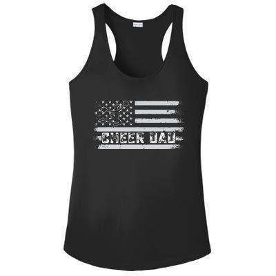 Cheer Dad Usa Flag Vintage Father Cheerleader Squad Tees Ladies PosiCharge Competitor Racerback Tank