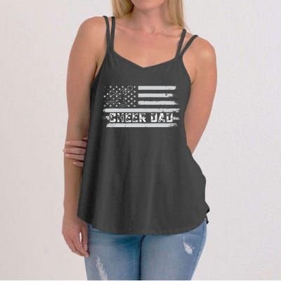 Cheer Dad Usa Flag Vintage Father Cheerleader Squad Tees Women's Strappy Tank