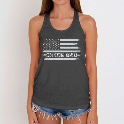 Cheer Dad Usa Flag Vintage Father Cheerleader Squad Tees Women's Knotted Racerback Tank