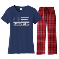 Cheer Dad Usa Flag Vintage Father Cheerleader Squad Tees Women's Flannel Pajama Set