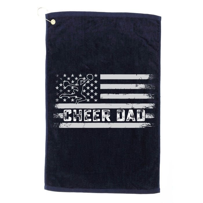 Cheer Dad Usa Flag Vintage Father Cheerleader Squad Tees Platinum Collection Golf Towel