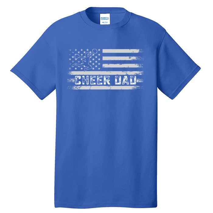 Cheer Dad Usa Flag Vintage Father Cheerleader Squad Gift Tall T-Shirt