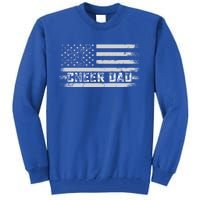 Cheer Dad Usa Flag Vintage Father Cheerleader Squad Gift Tall Sweatshirt