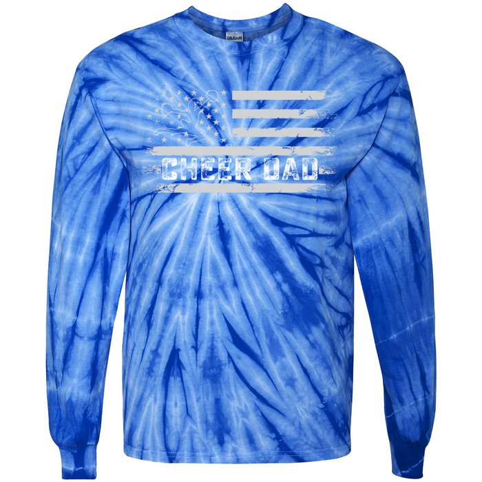 Cheer Dad Usa Flag Vintage Father Cheerleader Squad Gift Tie-Dye Long Sleeve Shirt