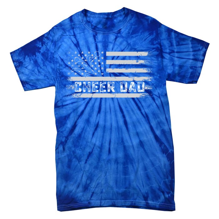 Cheer Dad Usa Flag Vintage Father Cheerleader Squad Gift Tie-Dye T-Shirt