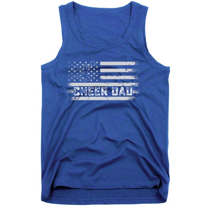 Cheer Dad Usa Flag Vintage Father Cheerleader Squad Gift Tank Top