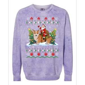 Corgi Dog Ugly Xmas Gift Santa Riding Corgi Christmas Meaningful Gift Colorblast Crewneck Sweatshirt