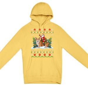 Corgi Dog Ugly Xmas Gift Santa Riding Corgi Christmas Meaningful Gift Premium Pullover Hoodie