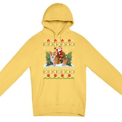 Corgi Dog Ugly Xmas Gift Santa Riding Corgi Christmas Meaningful Gift Premium Pullover Hoodie