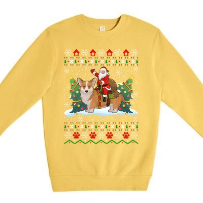 Corgi Dog Ugly Xmas Gift Santa Riding Corgi Christmas Meaningful Gift Premium Crewneck Sweatshirt