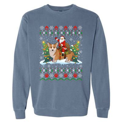 Corgi Dog Ugly Xmas Gift Santa Riding Corgi Christmas Meaningful Gift Garment-Dyed Sweatshirt