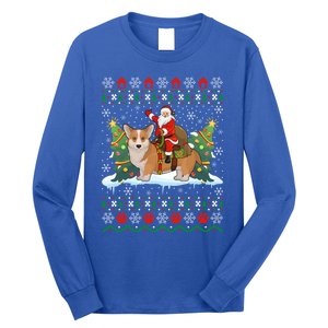 Corgi Dog Ugly Xmas Gift Santa Riding Corgi Christmas Meaningful Gift Long Sleeve Shirt