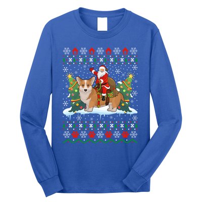 Corgi Dog Ugly Xmas Gift Santa Riding Corgi Christmas Meaningful Gift Long Sleeve Shirt