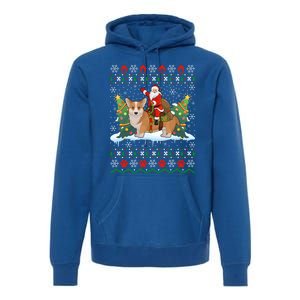 Corgi Dog Ugly Xmas Gift Santa Riding Corgi Christmas Meaningful Gift Premium Hoodie