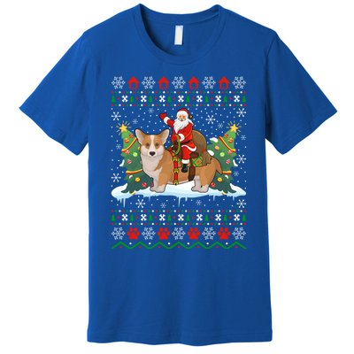 Corgi Dog Ugly Xmas Gift Santa Riding Corgi Christmas Meaningful Gift Premium T-Shirt