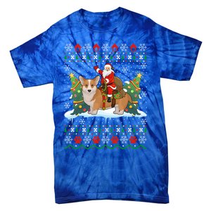 Corgi Dog Ugly Xmas Gift Santa Riding Corgi Christmas Meaningful Gift Tie-Dye T-Shirt