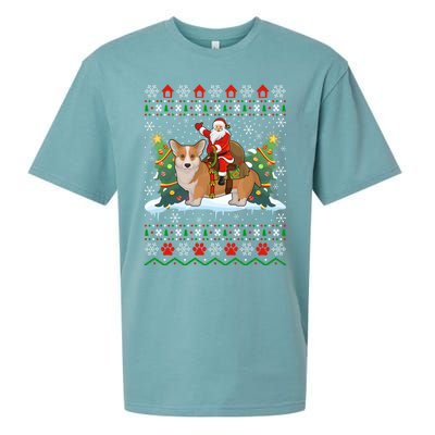 Corgi Dog Ugly Xmas Gift Santa Riding Corgi Christmas Meaningful Gift Sueded Cloud Jersey T-Shirt