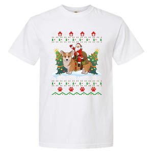 Corgi Dog Ugly Xmas Gift Santa Riding Corgi Christmas Meaningful Gift Garment-Dyed Heavyweight T-Shirt