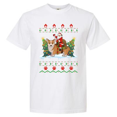 Corgi Dog Ugly Xmas Gift Santa Riding Corgi Christmas Meaningful Gift Garment-Dyed Heavyweight T-Shirt