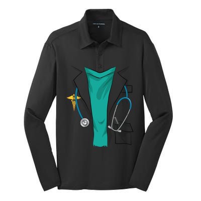 Cool Doctor Uniform Halloween Costume Funny Lazy Diy Gift Silk Touch Performance Long Sleeve Polo