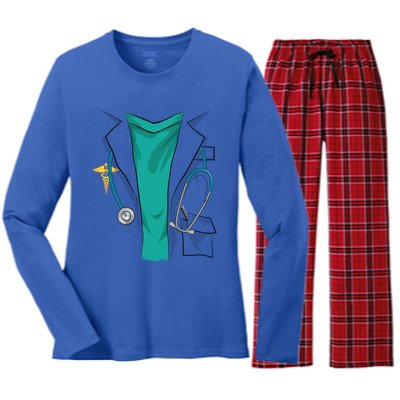 Cool Doctor Uniform Halloween Costume Funny Lazy Diy Gift Women's Long Sleeve Flannel Pajama Set 