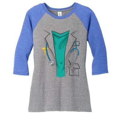 Cool Doctor Uniform Halloween Costume Funny Lazy Diy Gift Women's Tri-Blend 3/4-Sleeve Raglan Shirt