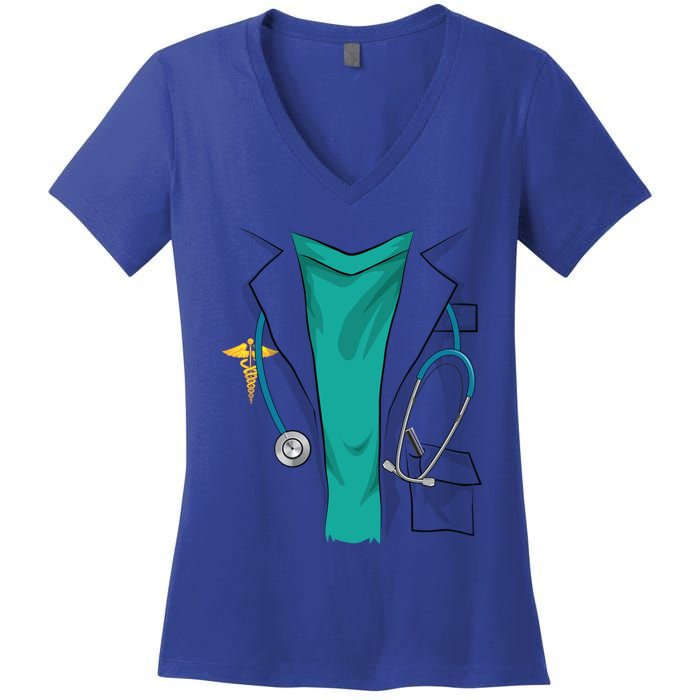 Cool Doctor Uniform Halloween Costume Funny Lazy Diy Gift Women's V-Neck T-Shirt