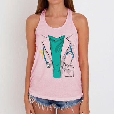 Cool Doctor Uniform Halloween Costume Funny Lazy Diy Gift Women's Knotted Racerback Tank