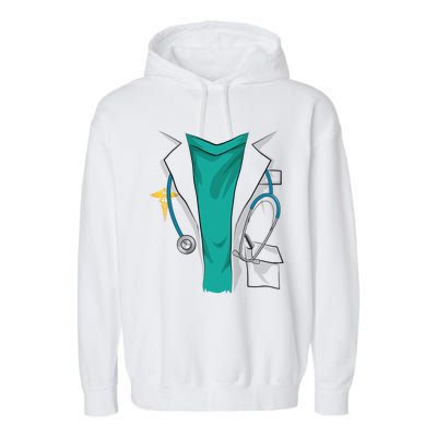 Cool Doctor Uniform Halloween Costume Funny Lazy Diy Gift Garment-Dyed Fleece Hoodie