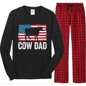 Cow Dad Usa American Flag Funny Cow Lover Owner Daddy Gift Long Sleeve Pajama Set