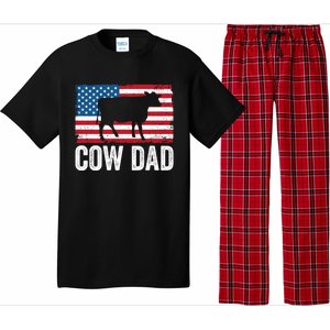 Cow Dad Usa American Flag Funny Cow Lover Owner Daddy Gift Pajama Set