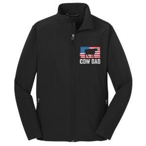 Cow Dad Usa American Flag Funny Cow Lover Owner Daddy Gift Core Soft Shell Jacket