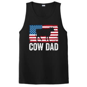 Cow Dad Usa American Flag Funny Cow Lover Owner Daddy Gift PosiCharge Competitor Tank