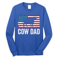 Cow Dad Usa American Flag Funny Cow Lover Owner Daddy Gift Long Sleeve Shirt