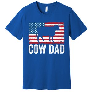 Cow Dad Usa American Flag Funny Cow Lover Owner Daddy Gift Premium T-Shirt