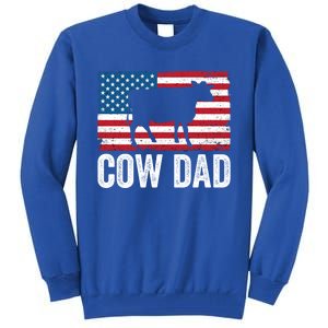 Cow Dad Usa American Flag Funny Cow Lover Owner Daddy Gift Tall Sweatshirt