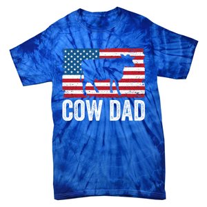 Cow Dad Usa American Flag Funny Cow Lover Owner Daddy Gift Tie-Dye T-Shirt