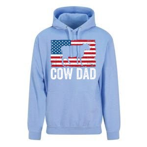 Cow Dad Usa American Flag Funny Cow Lover Owner Daddy Gift Unisex Surf Hoodie