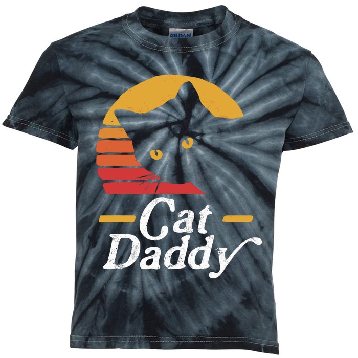 Cat Daddy Vintage Eighties Style Cat Retro Distressed Kids Tie-Dye T-Shirt