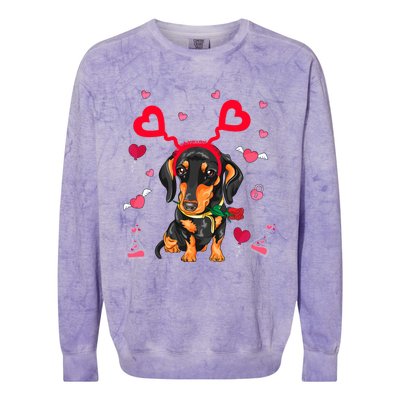 Cute Dachshund Valentine's Day Dachshund Dog Lover Valentine Gift Colorblast Crewneck Sweatshirt