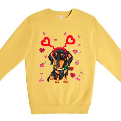 Cute Dachshund Valentine's Day Dachshund Dog Lover Valentine Gift Premium Crewneck Sweatshirt