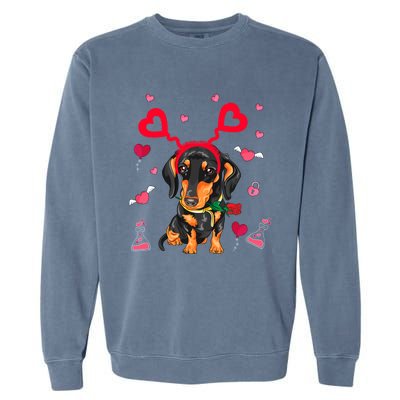 Cute Dachshund Valentine's Day Dachshund Dog Lover Valentine Gift Garment-Dyed Sweatshirt