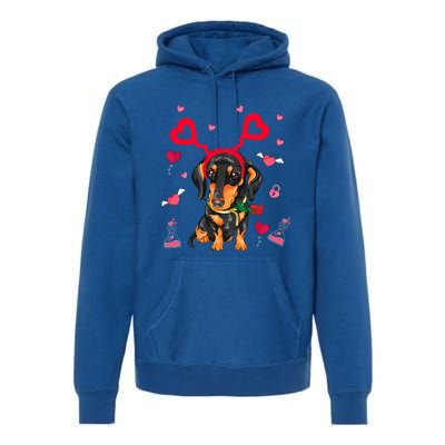 Cute Dachshund Valentine's Day Dachshund Dog Lover Valentine Gift Premium Hoodie