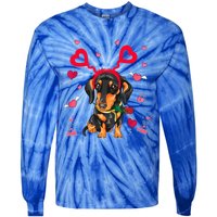 Cute Dachshund Valentine's Day Dachshund Dog Lover Valentine Gift Tie-Dye Long Sleeve Shirt