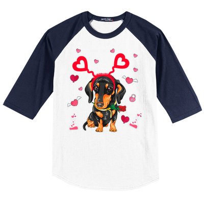 Cute Dachshund Valentine's Day Dachshund Dog Lover Valentine Gift Baseball Sleeve Shirt