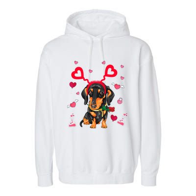 Cute Dachshund Valentine's Day Dachshund Dog Lover Valentine Gift Garment-Dyed Fleece Hoodie