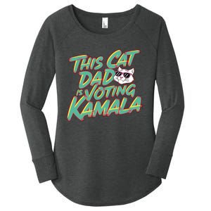 Cat Dad Voting Kamala Harris For President 2024 Vote Blue Women's Perfect Tri Tunic Long Sleeve Shirt