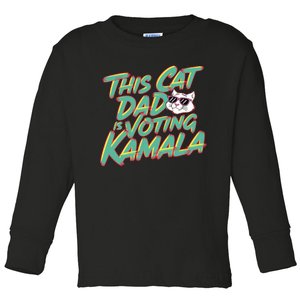 Cat Dad Voting Kamala Harris For President 2024 Vote Blue Toddler Long Sleeve Shirt