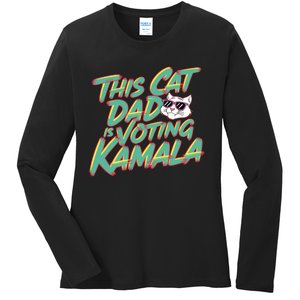 Cat Dad Voting Kamala Harris For President 2024 Vote Blue Ladies Long Sleeve Shirt