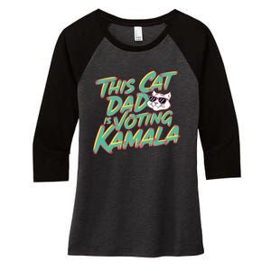 Cat Dad Voting Kamala Harris For President 2024 Vote Blue Women's Tri-Blend 3/4-Sleeve Raglan Shirt